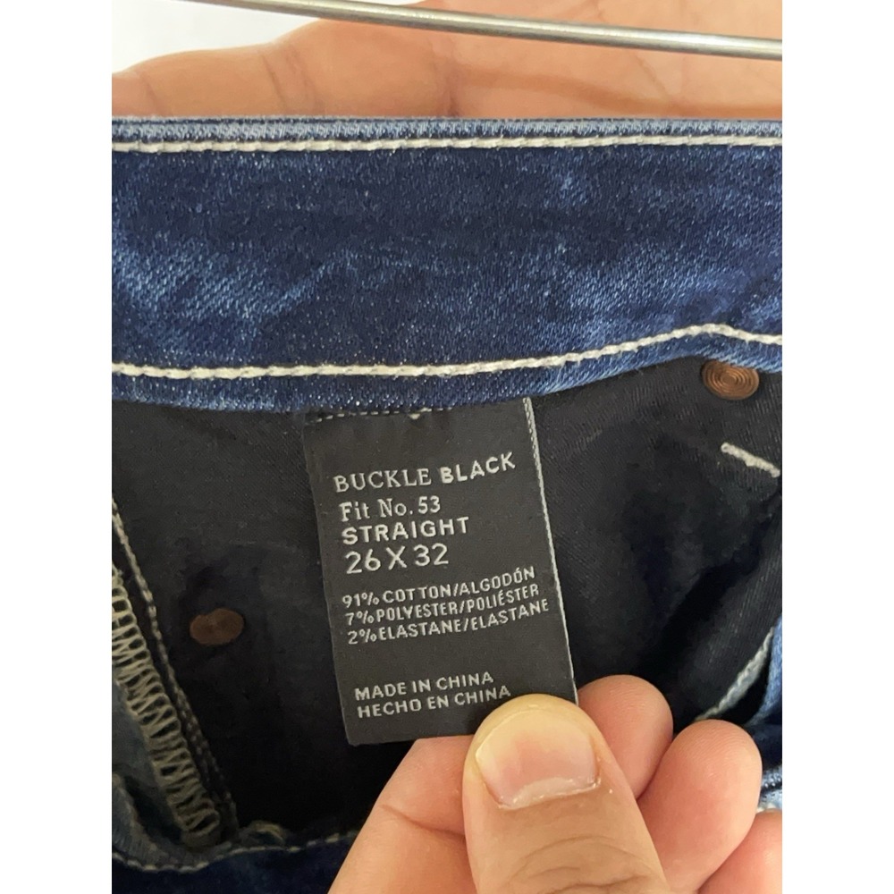 Buckle Black Jeans Women 26X32 Blu Dark Wash Denim Fit No. 53 Straight Whiskered - Picture 8 of 9